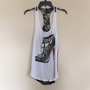 Lace back tank top
